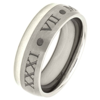 Personalised Roman Numeral Titanium & Silver Ring