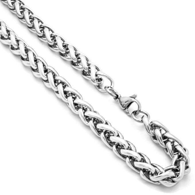 Stainless Steel Wheat Chain 8mm Necklace | Steel, Silver & Ceramic ...