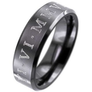 Customised Flat Profile Black Zirconium Wedding Ring