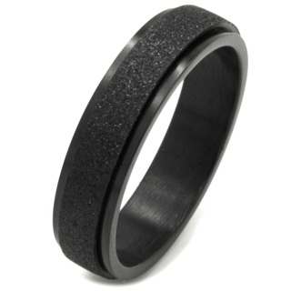 Sparkling Black Stainless Steel Spinner Ring