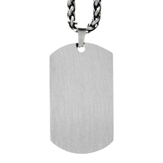 Matt Stainless Steel Dog Tag with Wheat Chain