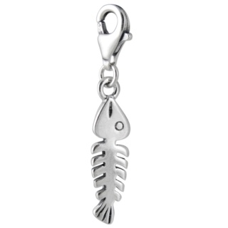 Polished Silver Fish Clip On Charm