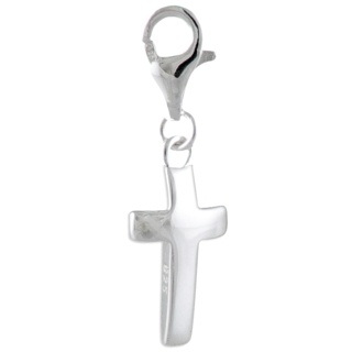 Polished Silver Cross Clip On Charm