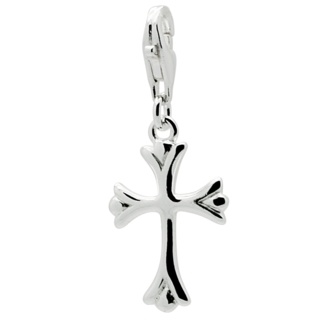 Ornate Silver Cross Clip On Charm