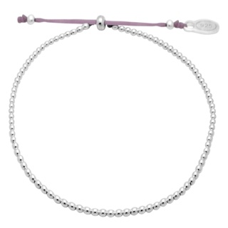 925 Silver Beaded Bracelet with Lilac Thread