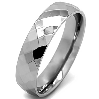 High Polished Faceted Steel Ring