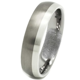 Titanium & Silver Ring with Secret fingerprint Ring