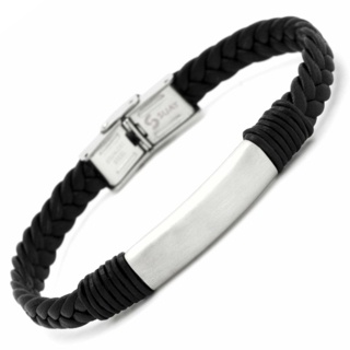 Woven Black Leather Bracelet