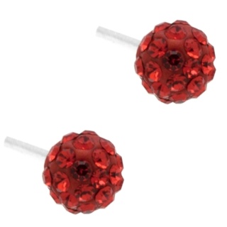 Mini Sparkly Red Crystal 925 Silver Earrings