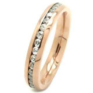 Stainless Steel Rose Gold Crystal Ring