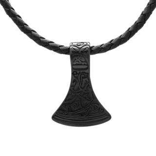 Thor's Axe Black Stainless Steel Necklace