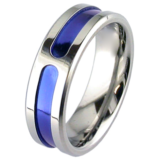 Flat Profile Anodised Zirconium Wedding Ring
