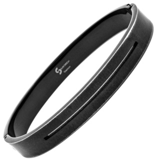 Distressed Black Titanium Bangle with Central Incision 