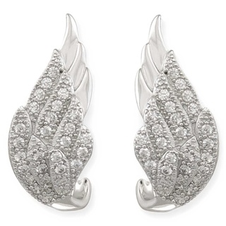 Winged Desire Silver Pave Crystal Earrings