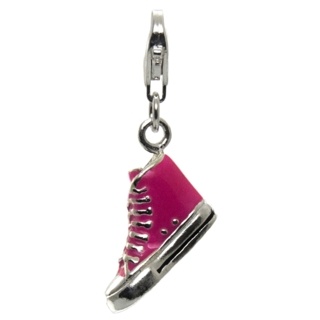 Silver Pink Enamel Sneaker Pump Clip on Charm