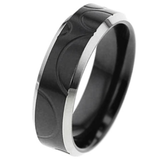 Two-tone Zirconium Ring with Bevelled Shoulders
