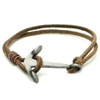 Light Tan Soft Leather Anchor Bracelet