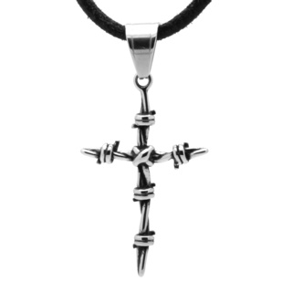Twisted Stainless Steel Cross Necklace