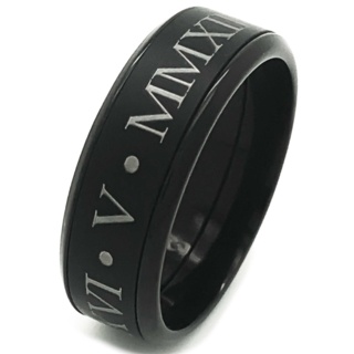 Personalised Roman Numeral Two Tone Titanium Spinner Ring