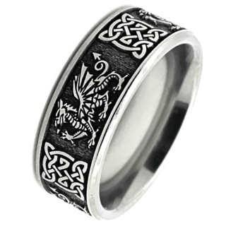 Welsh Dragon Celtic Titanium Wedding Ring