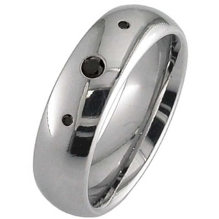 Dome Profile Black Diamond Titanium Wedding Ring