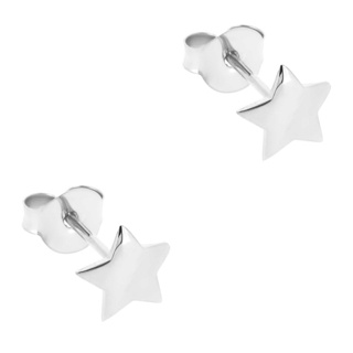 Polished Silver Star Earrings