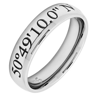 Personalised Coordinates Stainless Steel Ring Polished 6mm