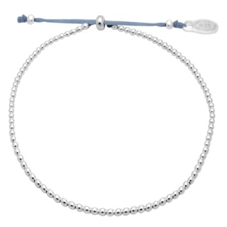 925 Silver Beaded Bracelet with Blue Thread