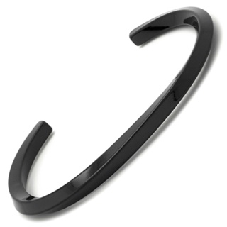 Twisted Black Stainless Steel Bangle