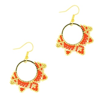 Handmade Orange & Gold Miyuki Bead Earrings