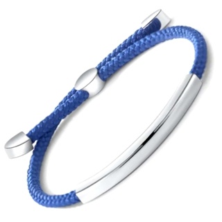 Adjustable Personalised Blue Cord Steel Bracelet