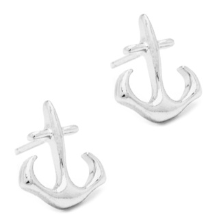 Silver Plated Anchor Stud Earrings