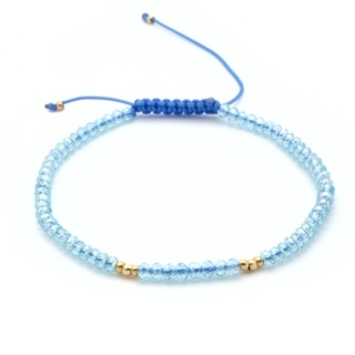 Handmade Light Blue Crystal & Gold Plated Adjustable Bracelet
