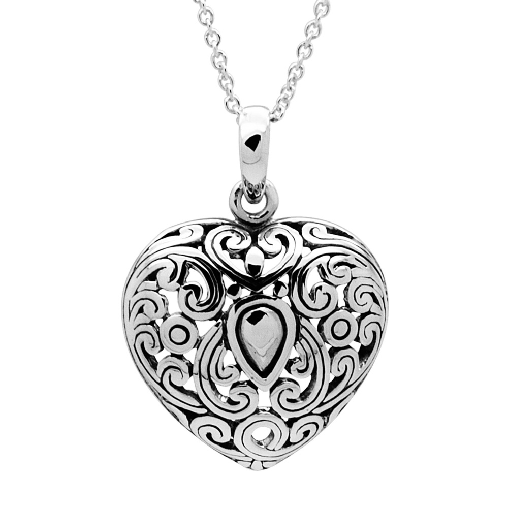 Silver Filigree Heart Necklace