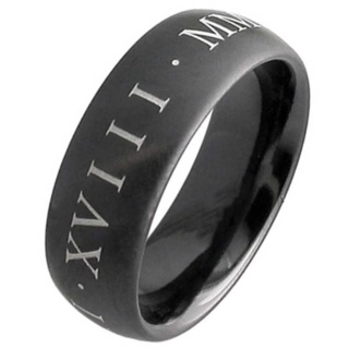 Customised Dome Profile Black Zirconium Wedding Ring 