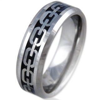 thumbnail image 2 of Autiga Solid Stainless Steel Mens Tank Chain Ring – Silver High Gloss Biker Band – Size Adjustable 2 of 4