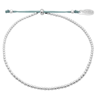 925 Silver beaded Bracelet Teal Thread