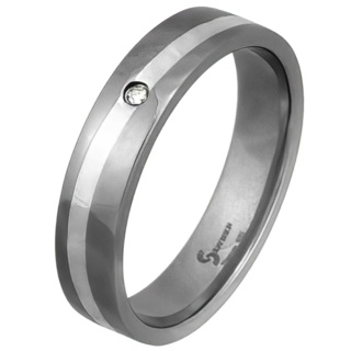 Swell Titanium & Silver Diamond Ring