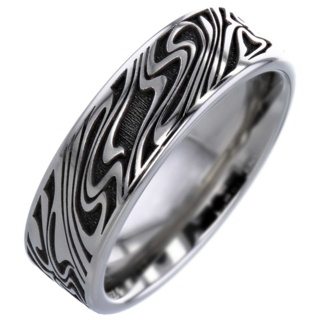 Titanium Damascus Style Ring