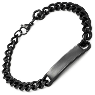 Slim Black Stainless Steel Identity Bracelet
