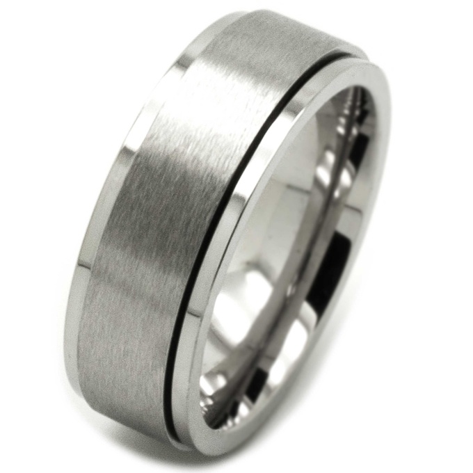 TTstyle 10mm Plain Stainless Steel Spinner Band Ring - High Polished, Unisex, Sizes 8-14