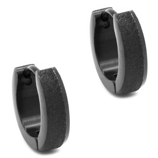 Black Stainless Steel Sparkling Huggie Earrings