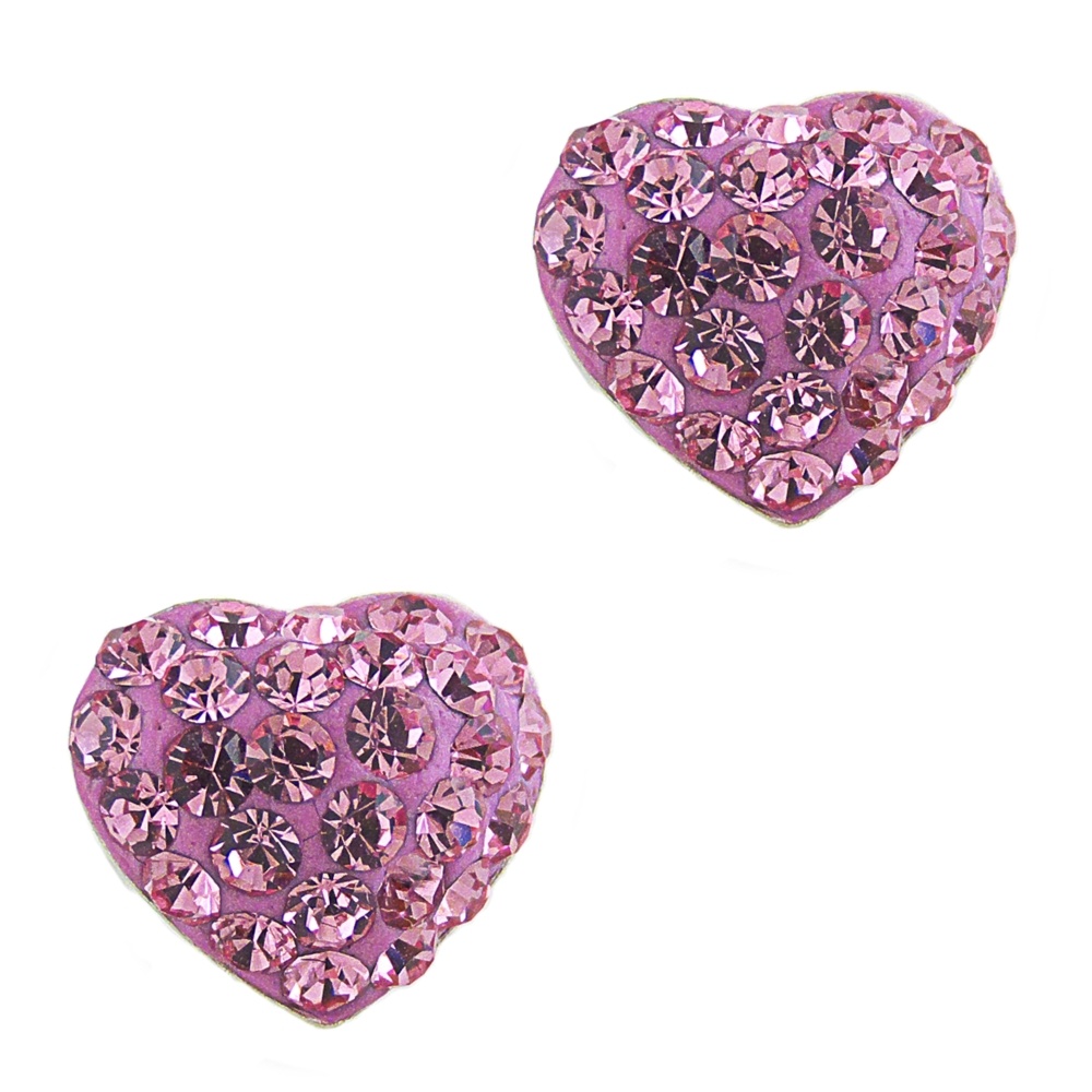 Pink Cubic Zirconia Crystal Heart Earrings | Gold & Silver Earrings ...