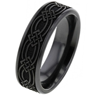 Black Zirconium Celtic Ring