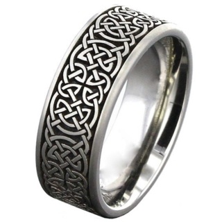 Titanium Memorial Ring with Celtic Pattern