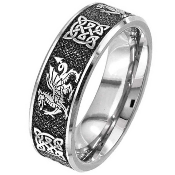  Welsh  Dragon Celtic Titanium Wedding  Ring  Titanium Rings  