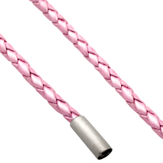 Thin 3mm Woven Pink Leather Necklace