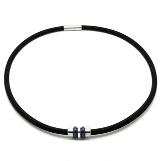 Rubber Necklace with Blue Beads