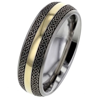 Celtic Titanium ring with Gold Inlay