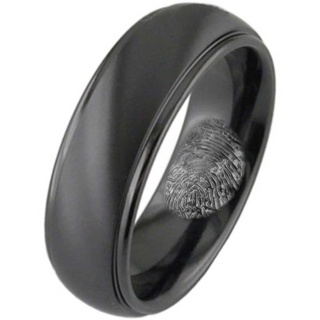 Matte Black Zirconium Fingerprint Ring